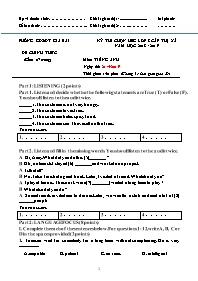 Đề thi chính thức HSG Tiếng Anh 8 - Năm học 2