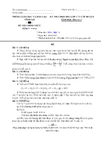 Đề thi HSG Hóa học 8 cấp Huyện - Năm học 2014