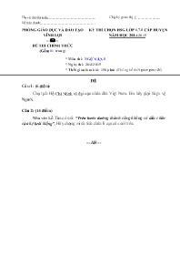 Đề thi HSG Ngữ văn 8 cấp Huyện - Năm học 2014