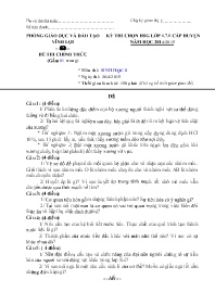 Đề thi HSG Sinh học 8 cấp Huyện - Năm học 201