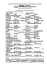 Đề thi HSG Tiếng Anh 8 - Năm học 2012-2013 (C