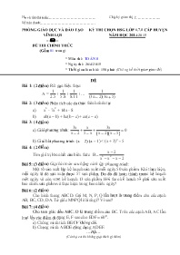 Đề thi HSG Toán 8 cấp Huyện - Năm học 2014-20