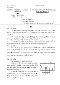 Đề thi HSG Vật lí 8 cấp Huyện - Năm học 2014-