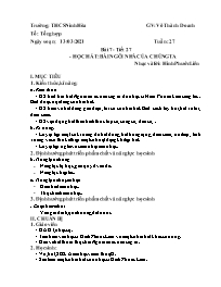 Giáo án Âm nhạc 8 - Tuần 27 - Năm học 2021-20