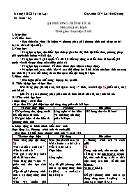 Giáo án Đại số 8 - Tuần 21-25 - Lê Thể Hương