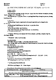 Giáo án Đại số Lớp 8 - Tuần 21, Tiết 43+44