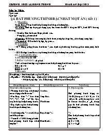Giáo án Đại số Lớp 8 - Tuần 30 - Trường THCS 