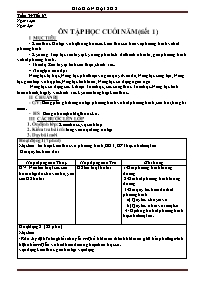 Giáo án Đại số Lớp 8 - Tuần 34, Tiết 67: Ôn t