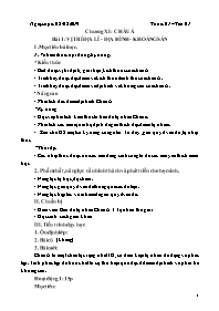 Giáo án Địa lí 8 - Chương XI, Bài 1: Vị trí địa lí, địa hình, khoáng sản (Tiết 1) - Năm học 2019-2020