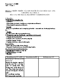 Giáo án Địa lí 8 - Tuần 1 - Năm học 2020-2021