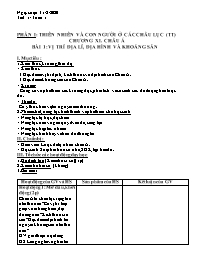 Giáo án Địa lí Lớp 8 - Tuần 1 - Năm học 2020-