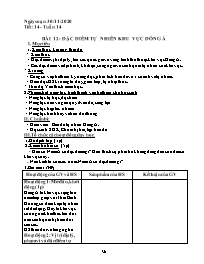 Giáo án Địa lí Lớp 8 - Tuần 14, Bài 12: Đặc đ