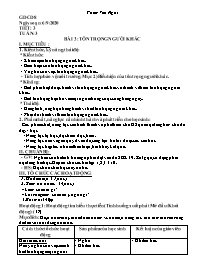 Giáo án GDCD 8 - Tiết 3, Bài 3: Tôn trọng ngư