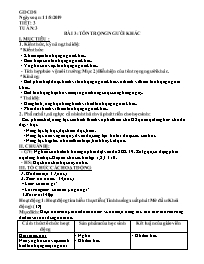 Giáo án GDCD 8 - Tuần 3, Bài 3: Tôn trọng ngư