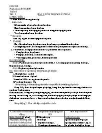 Giáo án GDCD Lớp 8 - Tiết 1, Bài 1: Tôn trong