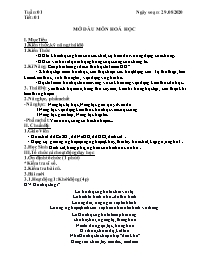 Giáo án Hóa học 8 - Tuần 1 - Năm học 2020-202