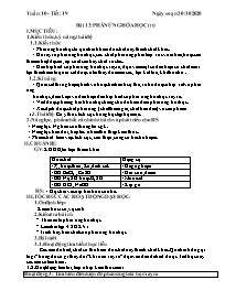 Giáo án Hóa học 8 - Tuần 10 - Năm học 2020-20