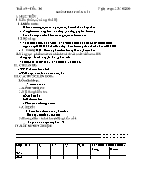 Giáo án Hóa học 8 - Tuần 9 - Năm học 2020-202