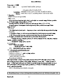 Giáo án Lịch sử 8 - Tuần 1 - Năm học 2020-202