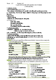 Giáo án Nâng cao Tiếng Anh 8 - Week 23, Unit 