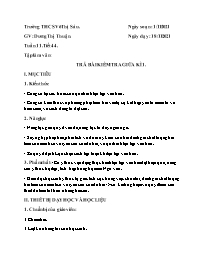 Giáo án Ngữ văn 8 - Tuần 11, Tiết 44: Trả bài