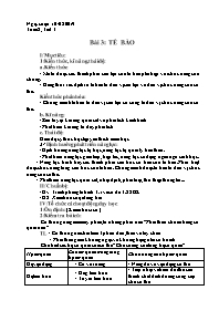 Giáo án Sinh học 8 - Tuần 2 - Năm học 2019-20