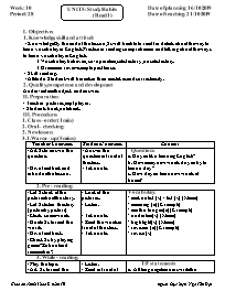 Giáo án Tiếng Anh 8 - Week 10 - Năm học 2019-2020 - Ngô Tấn Đạt