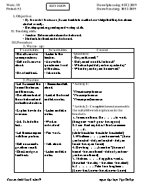Giáo án Tiếng Anh 8 - Week 18 - Năm học 2019-2020 - Ngô Tấn Đạt