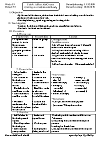Giáo án Tiếng Anh 8 - Week 19 - Năm học 2019-2020 - Ngô Tấn Đạt