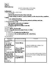 Giáo án Tiếng Anh 8 - Week 2, Unit 1: Leisure