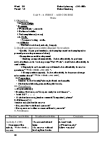 Giao án Tiếng Anh 8 - Week 20 - Năm học 2020-