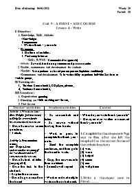 Giáo án Tiếng Anh 8 - Week 20, Period 58-60 -