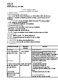 Giáo án Tiếng Anh 8 - Week 20, Unit 7: Pollut