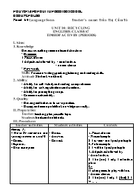 Giáo án Tiếng Anh 8 - Week 22 - Năm học 2020-