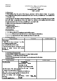 Giáo án Tiếng Anh 8 - Week 23 - Năm học 2020-