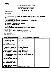Giáo án Tiếng Anh 8 - Week 24, Unit 9: Natura