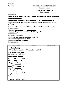 Giáo án Tiếng Anh 8 - Week 25 - Năm học 2020-
