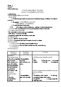 Giáo án Tiếng Anh 8 - Week 3, Unit 1+2