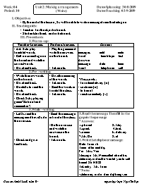 Giáo án Tiếng Anh 8 - Week 4 - Năm học 2019-2
