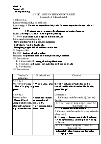 Giáo án Tiếng Anh 8 - Week 4, Unit 2: Life in