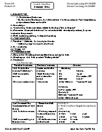 Giáo án Tiếng Anh 8 - Week 9 - Năm học 2019-2020 - Ngô Tấn Đạt