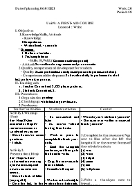 Giáo án Tiếng Anh Lớp 8 - Week 20, Unit 9+10 