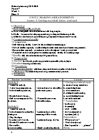 Giáo án Tiếng Anh Lớp 8 - Week 3 - Năm học 20