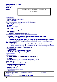 Giáo án Tiếng Anh Lớp 8 - Week 4 - Năm học 20