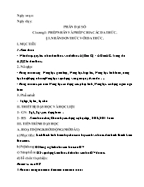 Giáo án Toán học Lớp 8 - Phần: Đại số