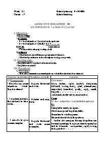 Giáo án Tự chọn Tiếng Anh 8 - Week 23, Period