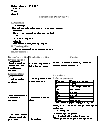 Giáo án Tự chọn Tiếng Anh 8 - Week 4: Reflexi