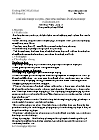 Giáo án Vật lí 8 - Chủ đề: Nhiệt lượng. Phươn