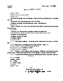 Giáo án Vật lí 8 - Tiết 24, Bài 21: Nhiệt năng - Năm học 2019-2020
