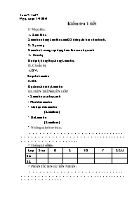 Giáo án Vật lí 8 - Tuần 7, Tiết 7: Kiểm tra 1 tiết - Năm học 2019-2020